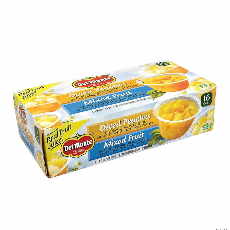 Snacks * | Del Monte Diced Peaches & Mixed Fruit Cups, 4 Oz, 16 Count