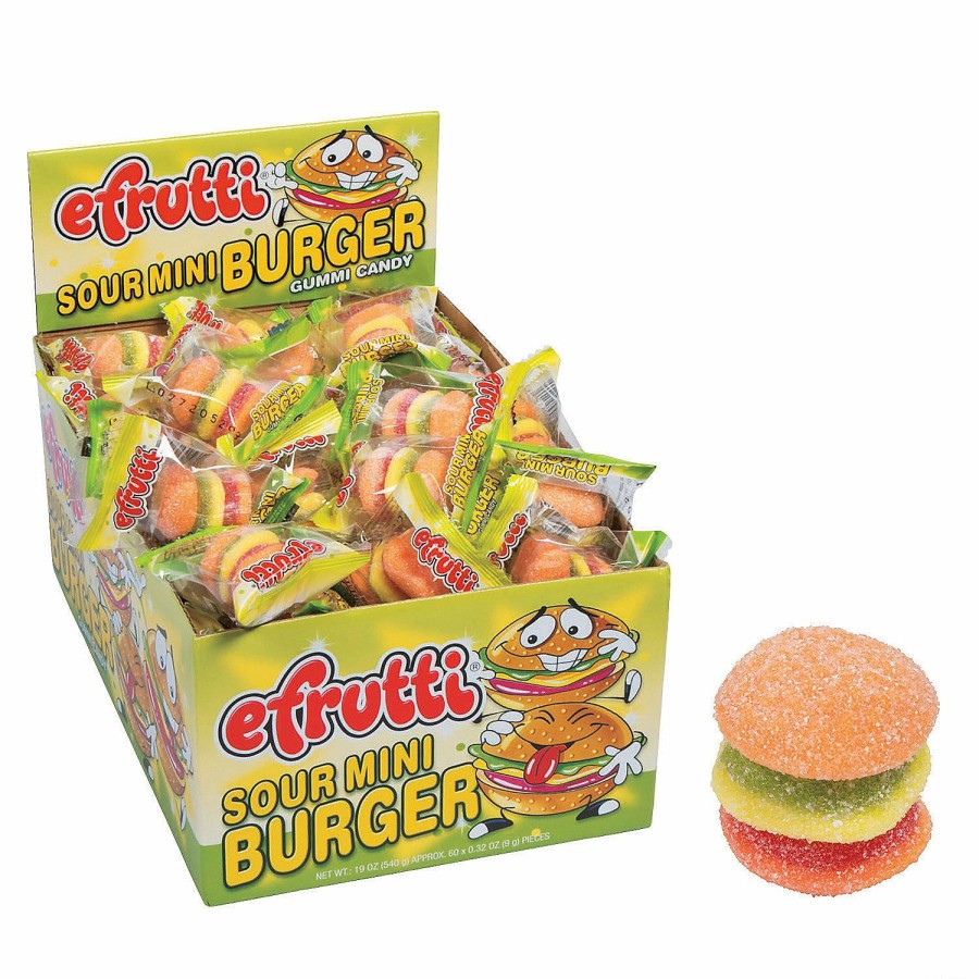 Soft & Chewy Candy * | Efrutti Mini Burger Sour Gummi Candy 60 Pc.